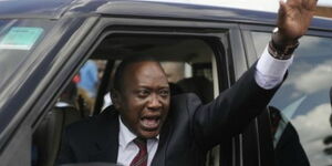 President Uhuru Kenyatta in his vehicle