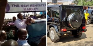 President Uhuru Kenyatta speaks to residents after driving himself to the Kenyatta market on Wednesday, March 16.