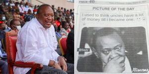 A photo collage of former President Uhuru Kenyatta and his meme published on the Times of Estwani newspaper on March 31, 2023.