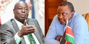  collage of Deputy President Rigathi Gachagua (left) and former President Uhuru Kenyatta (right)