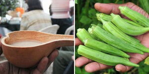 A photo collage of Uji power and Okra. 