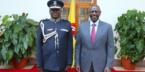 President Willam Ruto and Deputy IG Douglas Kanja at State House on April 13 2023. 