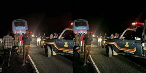 Passengers alighting from a 60-seater passenger bus reportedly attacked by unknown assailants along the Moyale-Nairobi highway on September 2, 2024.