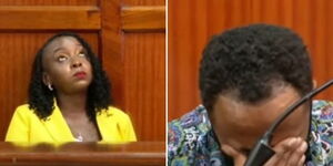 Jackie Maribe (left) and Jowie Irungu at Milimani Law Courts on February 9, 2024.