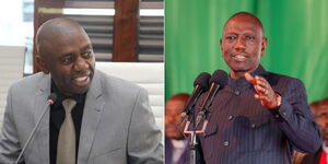 Left, Laikipia Senator John Kinyua, right, President William Ruto
