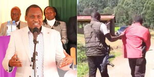 Left, Maara MP, Kareke Mbiuki, right, police arrest 19 year old man who married 15 year old girl