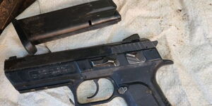 A pistol that was recovered from robbery suspects on May 22, 2023 in Kakamega. 