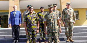 Kenya's Chief of the Defence Forces (CDF) General Charles Kahariri poses for a photo with  Commander of the United States Africa Command (US AFRICOM) General Michael Langley in Germany on Thursday, August 14, 2025.