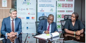Representatives from USAID, Trademark Africa and the East African Grain Council, sign partnership deal 