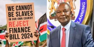 Kenyan protestors (Left) and Treasury CS Njuguna Ndung'u (Right)