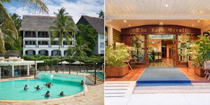 A photo collage of the Voyager Resort in Mombasa County (left) and the Lord Errol Restaurant in Runda, Nairobi County. 
