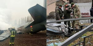 Photo collage showing the aftermath of attacks in Ukraine on Thursday Februaury 24, 2022