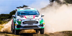 Maxine Wahome participates in the WRC Rally in Naivasha.