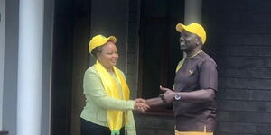 Deputy President William Ruto and Kirinyaga Governor Anne Waiguru at his Karen residence, on October 26, 2021