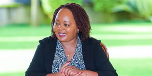 Kirinyaga Governor Ann Waiguru at a Kirinyaga roads department meeting on April 14, 2023.