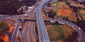 An aerial view of the Nairobi Expressway along Waiyaki Way.