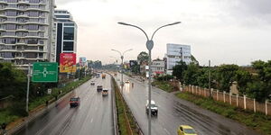 Free-flowing traffic on Waiyaki Way on a rainy morning in January 2024