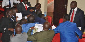 Members of the Kakamega County Assembly engaged in a fistfight in July 2018.