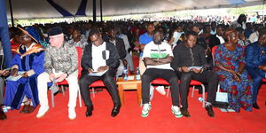 Political leaders attending burial ceremony in Tongaren Constituency in Bungoma County on November 18, 2023.