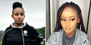 A side-by-side image of Purity Wangechi, first year student at Kenya Institute of Mass Communication (KIMC). 