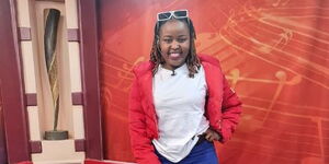Former Kameme TV presenter Wanjiru wa Waya poses for a photo at the station's studios on July 14, 2022. 