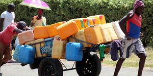 Vendors sell water in Kaloleni estate in Nairobi on March 16, 2017