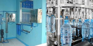 A photo collage of different types of water bottling and refilling plants.