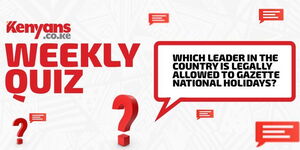 A Kenyans.co.ke weekly quiz poster.