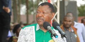 National Assembly's Speaker Moses Wetangula attends a funds drive in aid of Lwandeti DEB secondary school in Lugari constituency on June 10, 2023. 