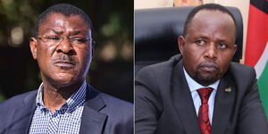 A collage of National Assembly Speaker Moses Wetangula and Trans Nzoia County Governor George Natembeya. 