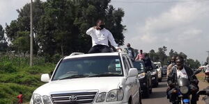 Senator Wetangula leading his convoy at Kamukuywa in Bungoma county on June 19, 2020.