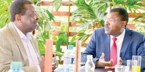 A photo of Prime Cabinet Secretary Musalia Mudavadi (left) and National Assembly Speaker Moses Wetangula.