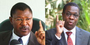 National Assembly Speaker Moses Wetangula (left) and NA Minority Leader Opiyo Wandayi.