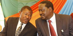 National Assembly Speaker Moses Wetangula (left) and Azimio Leader Raila Odinga.