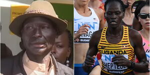 A collage of Rebecca Cheptegei's father and the late Ugandan athlete.. Photo: Courtesy