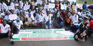 An image of the Kenya Union of Clinical Officers(KUCO) during a previous protest