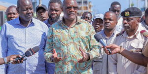 Deputy Chief of Staff Eliud Owalo during the inspection of National Government projects in Homa Bay.