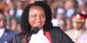 Chief Judiciary Registrar, Anne Amadi, at the inauguration of President William Ruto at Kasarani Stadium on September 13, 2022