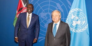 President William Ruto (left) and UN Secretary General Antonio Guterres (right) at the 77th UNGA in September 2022