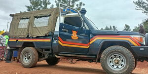 A police vehicle at a crime scene