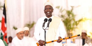 President William Ruto addressing Muslim faifhfuls during Iftar at State House, Nairobi on Monday April 17, 2023