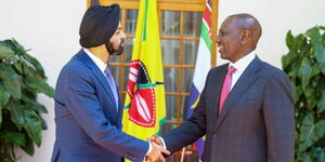 President William Ruto and World Bank President Ajay Banga at State House, Nairobi on March 8, 2023.