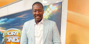 Citizen TV news anchor Willis Raburu poses for a photo inside the station's studios on May 29, 2023. 