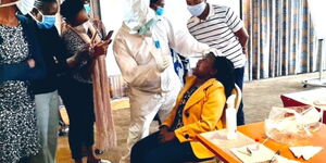 Health Ministry Officials training frontline healthcare workers from Nairobi County on proper techniques for collecting COVID-19 specimens for testing on Thursday, May 7.