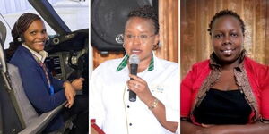 From left to right: Captain Ruth Karauri, Lydia Dentewo and marketing manager at Kenya Wildlife Service, Gladys Kosgei.