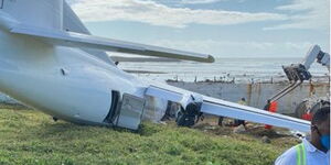 A wreckage of a plane involved in an accident on Saturday, September 19