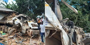 Wreckage of a truck crash along Kericho-Kisumu Highway on Sunday, September 10, 2023.