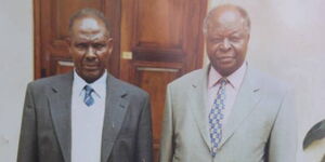 Bernard Nderitu (left) attended Mwai Kibaki's swearing-in ceremony at Uhuru Park.