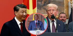Chinese President Xi Jinping (left) and US President Donald Trump (right), and President William Ruto (centre).