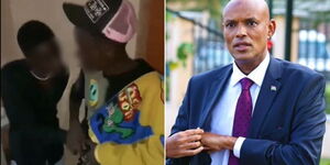 Youth recorded on video brandishing a gun (left) and DCI boss Amin Mohammed.